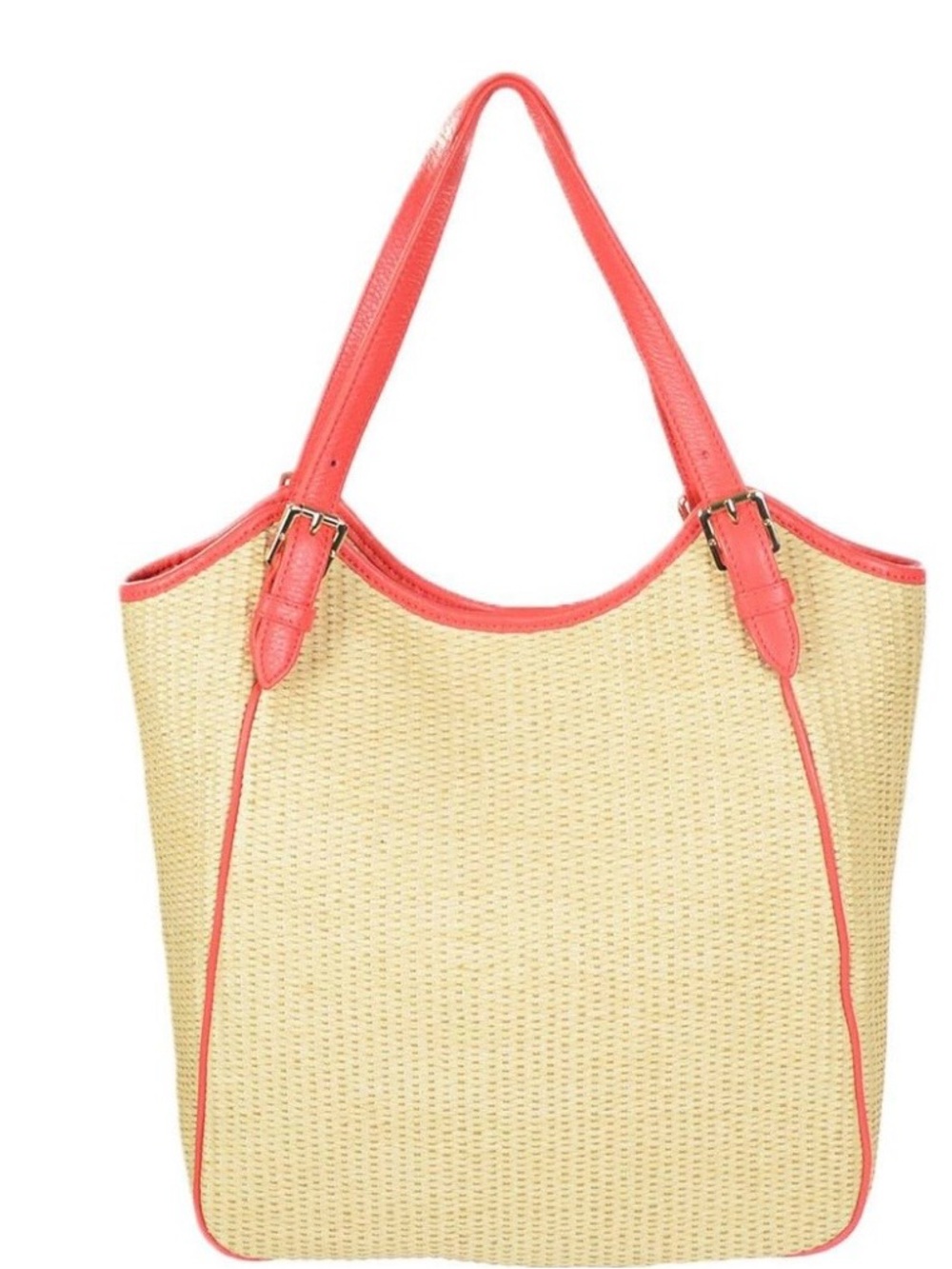 Tory Burch Raffia Straw Tote with Poppy Red Leather Trim - Picture 5 of 11